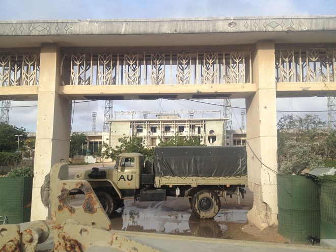A military truck of the African Union Mission in Somalia, which is at war with the al-Qaida-linked terrorist group, al-Shabab. Courtesy of J.R. Biersmith
