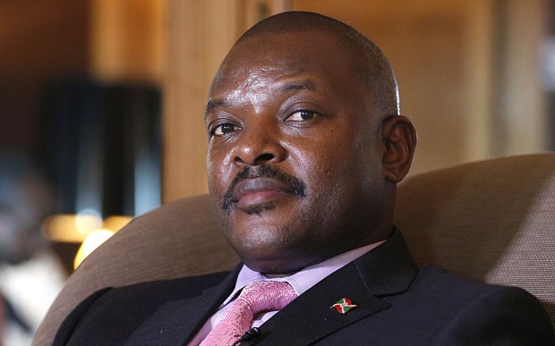 Burundian President Pierre Nkurunziza posing at the Westin hotel in Paris last year