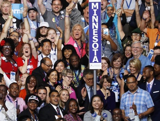 Sanders 47, Clinton 42: U.S. Sen. Amy Klobuchar and U.S. Rep. Keith Ellison, at lower right, sounded the roll call as Minnesota’s wide-ranging delegation voted for president Tuesday.