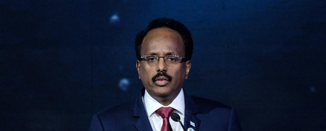 Somalia's President Mohamed Abdullahi Mohamed Farmajo delivers a speech during the Sustainable Blue Economy Conference at KICC in Nairobi, Kenya, on November 26, 2018. Yasuyoshi CHIBA / AFP