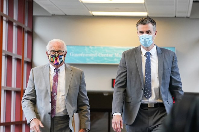 Former Minneapolis police officer Thomas Lane, right, entered the Hennepin County Public Safety Facility on June 29 with his attorney Earl Gray, left.
— Glen Stubbe, Star Tribune