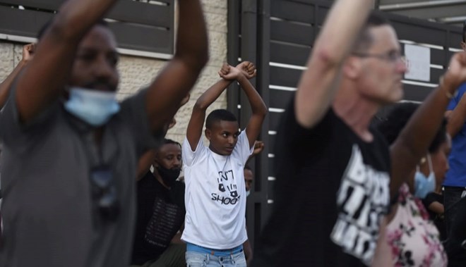 Protest over the shooting of 18-year-old Israeli teen of Ethiopian Solomon Teka, who was shot to death by an off-duty police officer in June 2019.Credit: rami shllush