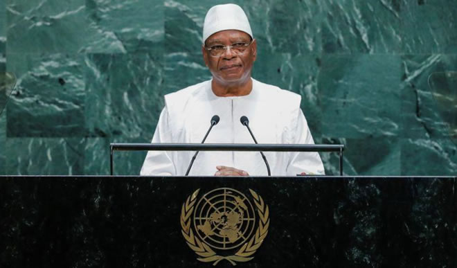 Mali's President Ibrahim Boubacar Keita addresses the 74th session of the United Nations General Assembly at U.N. headquarters in New York City, New York, U.S., September 25, 2019. REUTERS/Eduardo Munoz