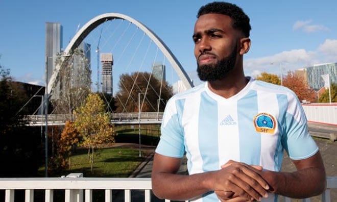 Curzon Ashton’s Mohamud Ali, pictured in Manchester, says: ‘At the final whistle that’s when we started to realise how big an achievement it was.’ Photograph: Jon Super/The Guardian