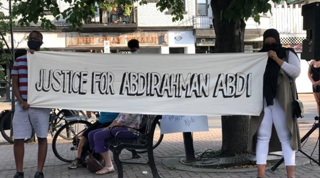 Friday was the fourth anniversary since the violent arrest of Abdirahman Abdi. He was resuscitated at the hospital but died the next day.  (Idil Mussa/CBC News)