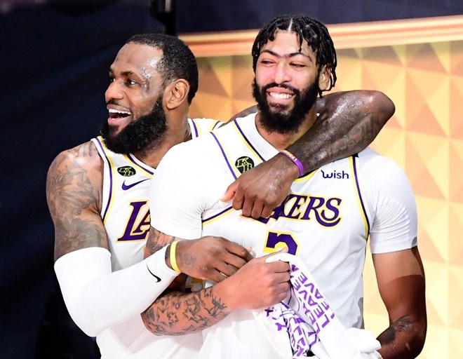 Led by the all-star duo of LeBron James and Anthony Davis, the Los Angeles Lakers won the NBA championship for the first time since 2010 — beating the Miami Heat in six.  DOUGLAS P. DEFELICE / GETTY IMAGES