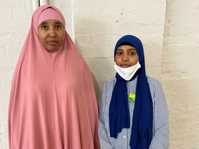 Dima Abdu (right) and Hafsa Mohamed are working with the Islamic Council of Victoria and connect residents with culturally appropriate services. Source:
SBS Somali