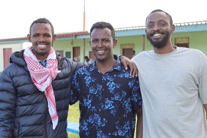 (Left to right) The Somali Community Association of Queensland's Roble Ibrahim, Faysel Ahmed Selat and Abdimalik Aden. (ABC News: Lucas Hill)