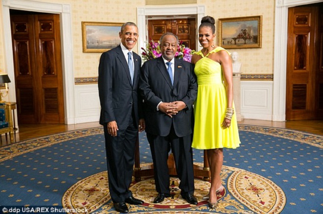 Ismail Omar Guelleh, President of the Republic of Djibouti, here with the Obamas, leads a country rebuked by Amnesty International, Human Rights Watch and the US State Department over its human rights record