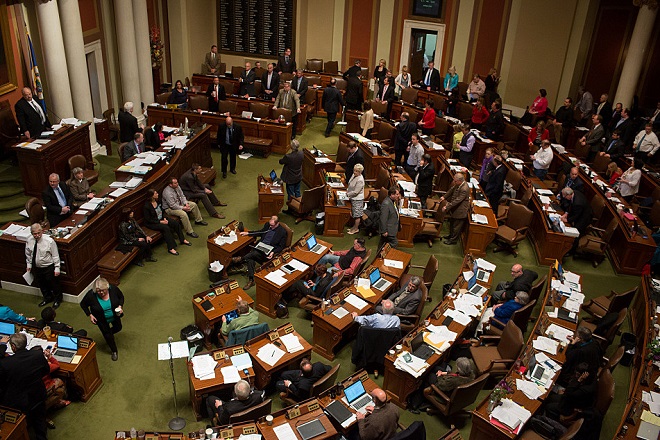 Activity on the House floor during the last day of the legislative session, May 18, 2015. Jennifer Simonson | MPR News