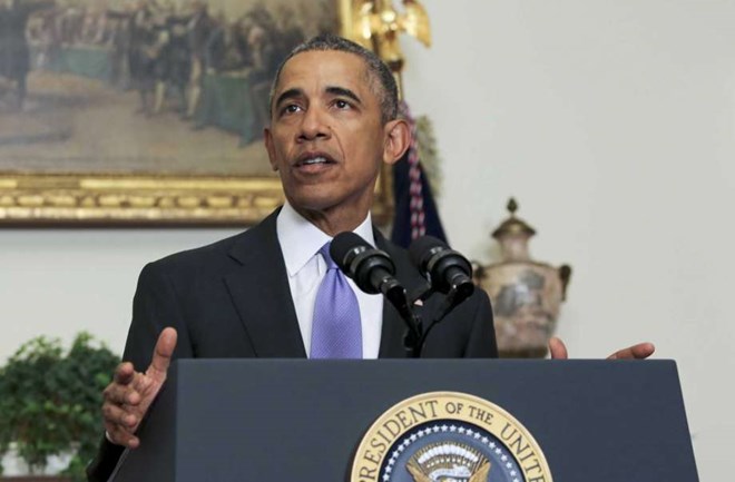 U.S. President Barack Obama delivers a statement on the relations between US and Iran, including the release of the US hostages that were held in Iran, in the cabinet room of the White House on January 17. Republicans are now charging that the Obama Administration paid $400 million in ransom to Iran for the people released.