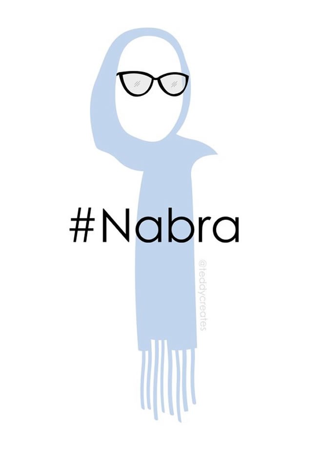 This image provided by Mohammad Alsalti shows artwork he created in honor of Nabra Hassanen, a teenager who was killed in a road rage incident in Fairfax, Va. The young graphic artist says Hassanen’s slaying hit close to home because he has a sister around her age who looks “just like her.” (Mohammad Alsalti via AP)