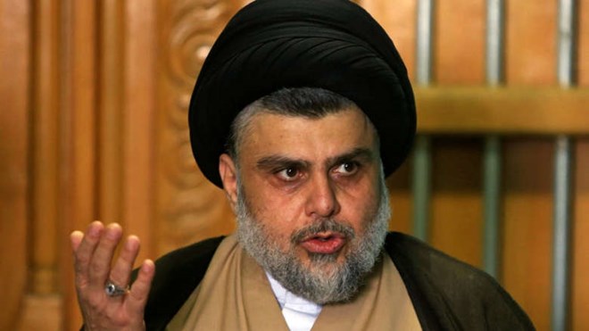 Iraqi Shia cleric Moqtada al-Sadr speaks during a news conference in Najaf, Iraq, on Thursday. (Alaa al-Marjani/Reuters)